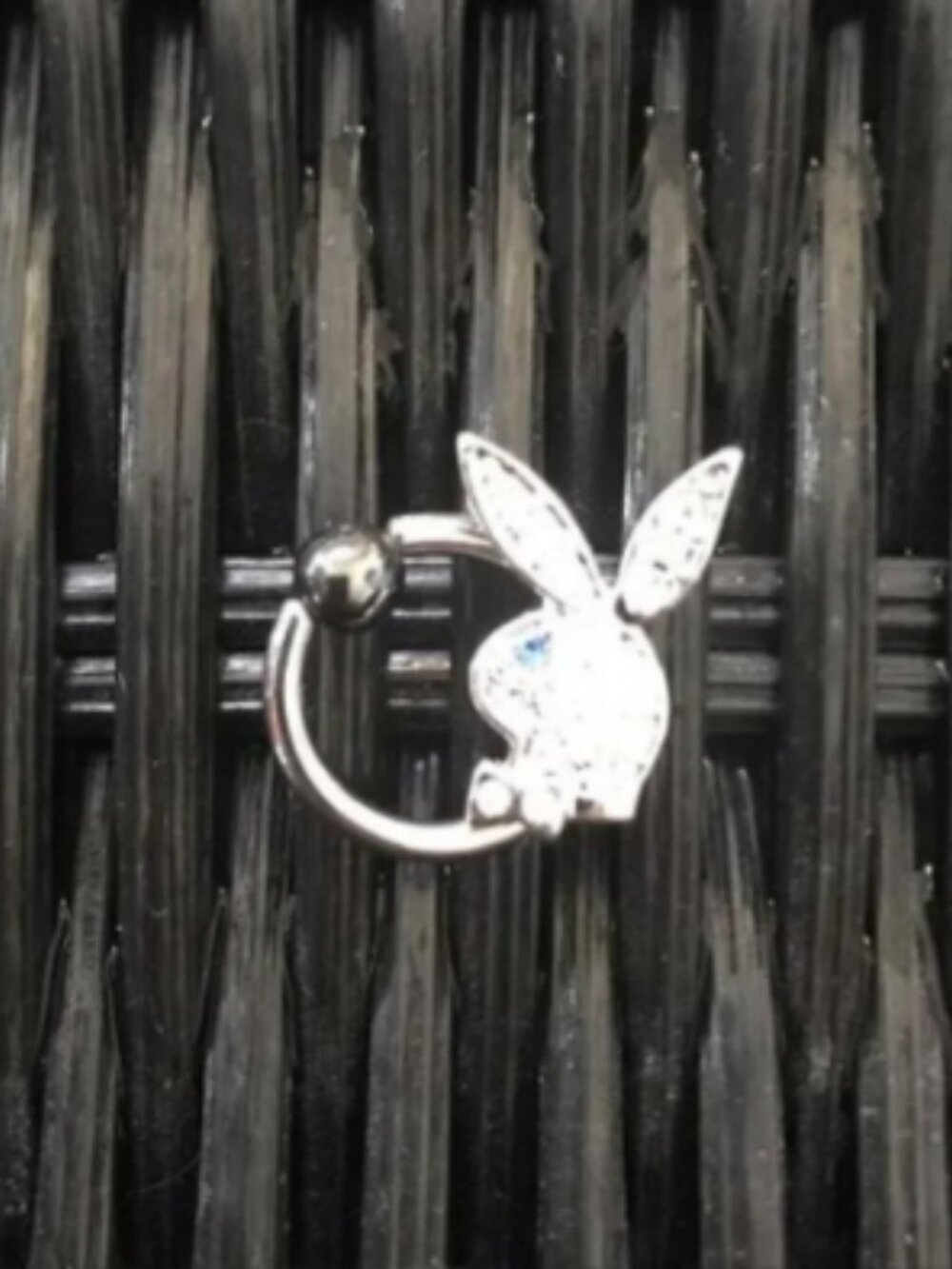 playboy bunny blue eye crystal belly button navel ring jewelry